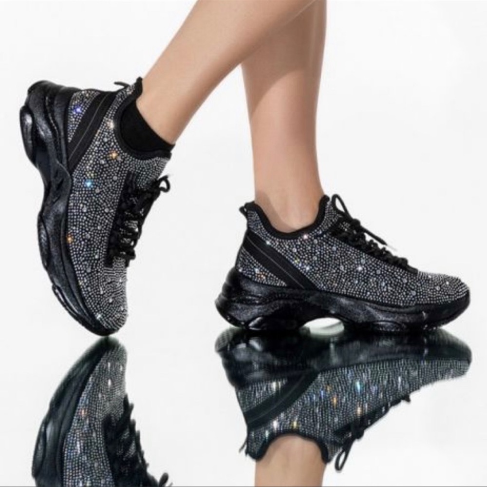 Black Rhinestone Sneakers